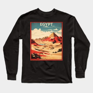 Pyramids of Giza Egypt Vintage Travel Long Sleeve T-Shirt